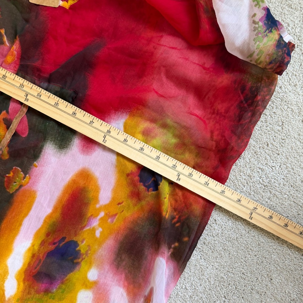 Michael Stars Pastel Gardens Coverup Kaftan Red Abstract Watercolor MS20955 OS - Picture 5 of 9
